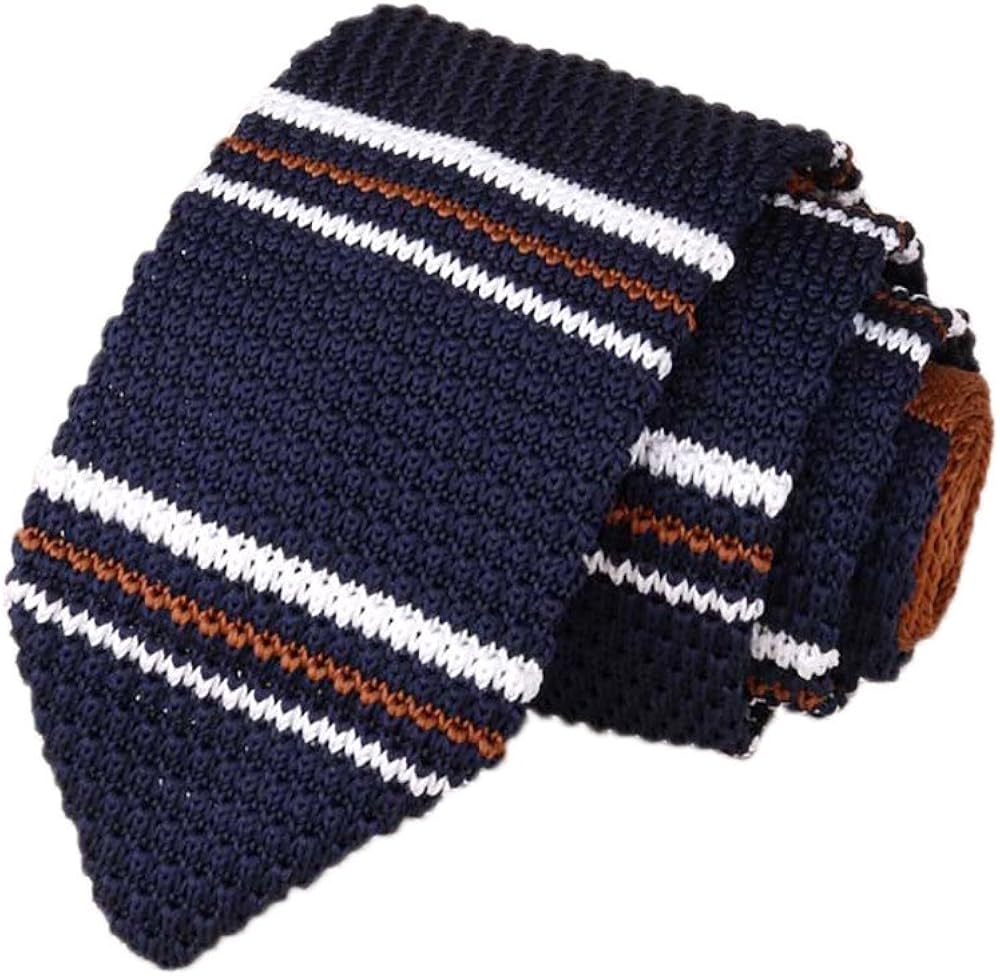 Dumanfs Unique Men Knitted Crochet Stripe Necktie Fashion Wedding Party