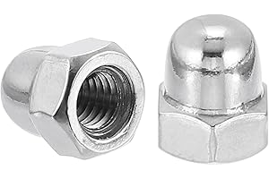 uxcell M6x1.0 Acorn Cap Nuts, 10Pcs 304 Stainless Steel Dome Cap Head Acorn Nut Hardware Nuts for Bolt Cover, Silvery