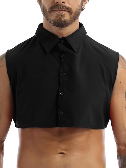 vastwit Men's Fashion Fake Collar Detachable Dickey Solid Color Half
