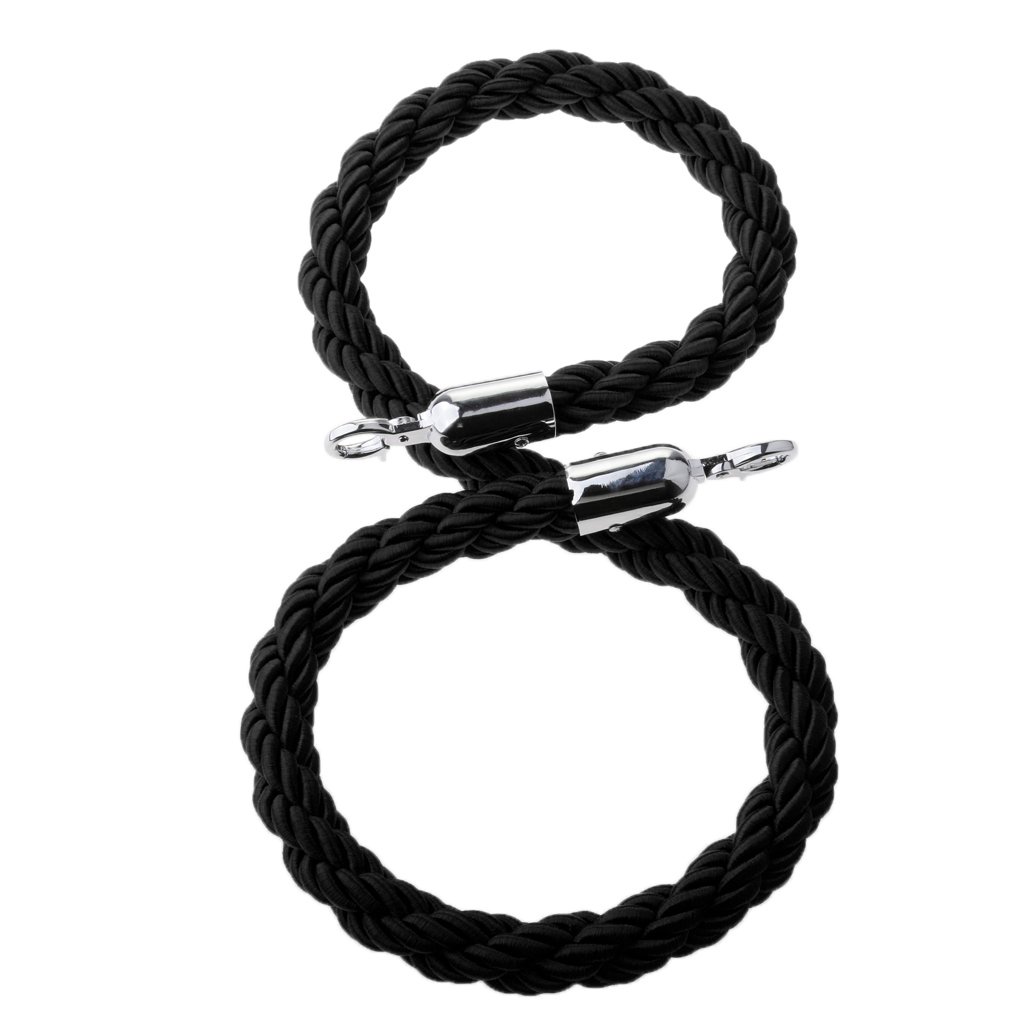 Absperrseil 3m Schwarz - Nylon Absperrkordel | Mit Chrom Haken | Für Veranstaltungen & Geschäfte