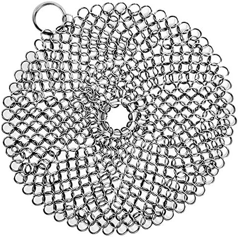 Cast Iron Cleaner Steel Scrubber - Cookware Cleaner 7 inches for Skillet, Wok, Pot and Griddle (Round)