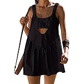 Lauweion Womens Athletic Tennis Dresses with Built in Bra and Shorts 2026 Summer Sleeveless Golf Workout Mini Dress Black