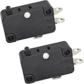 2-Pack V3-19M Basic/Snap Action Switch Replacement for Honeywell V3-19M - Round Pin Plunger Microswitch, SPDT, 15A 125VAC