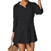 Toumett Womens Modern Bathing Suit Swimsuit Blouse Button Down Shirt Beach Dress Cover up