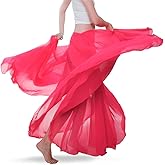 ROYAL SMEELA Chiffon Belly Dance Skirt for Women Belly Dancing Costume Outfit Tribal Maxi Full Skirts Solid Color Skirt Voile