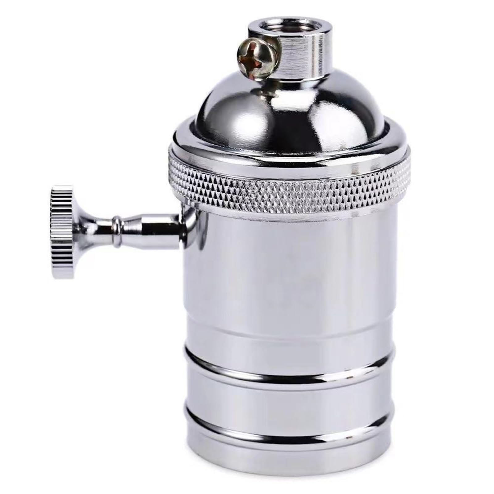 Michear Retro Lamp Bulb Holder E26/E27,Vintage Industrial Light Bulb Lamp Holder Edison Screw Lamp Base with On/Off Switch Light Fitting Parts (Chrome)