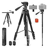 NEEWER Basic 74" Video Tripod Monopod, 3 Way Pan