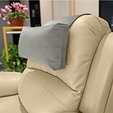 AmazeCov Non-Slip Head Pillow for Recliners - Neck Support Cushion with Velvet Cover for Pain Relief at Home, Office and Travel (Light Gray)