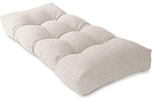 ROFIEJOX Bench Cushion 45 Inch - Polyester Brushed, High-Density Foam, Non-Slip Bottom, Soft Durable Indoor Tufted Long Seat Cushion for Window Garden Furniture (Beige Grey, 45x18x4 Inch)