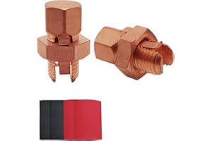 MOKIKUBA Split Bolt Connectors Copper Grounding Wire Clamps with Heat Shrink Tube for Completing Ground Bonding (Wire 4AWG - 10AWG(2PCS))
