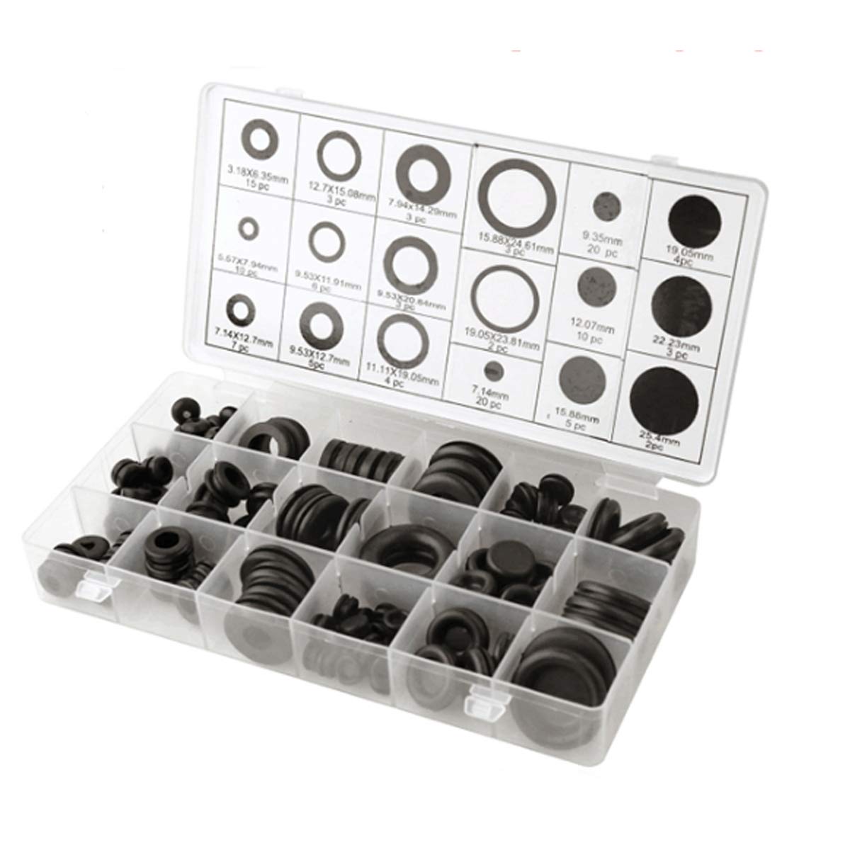 Boxonly 125 PCS O Rings Nitrile Rubber Gasket O Ring Seal Grommets Kit Metric Sealing Washers O-Rings Assortment Set