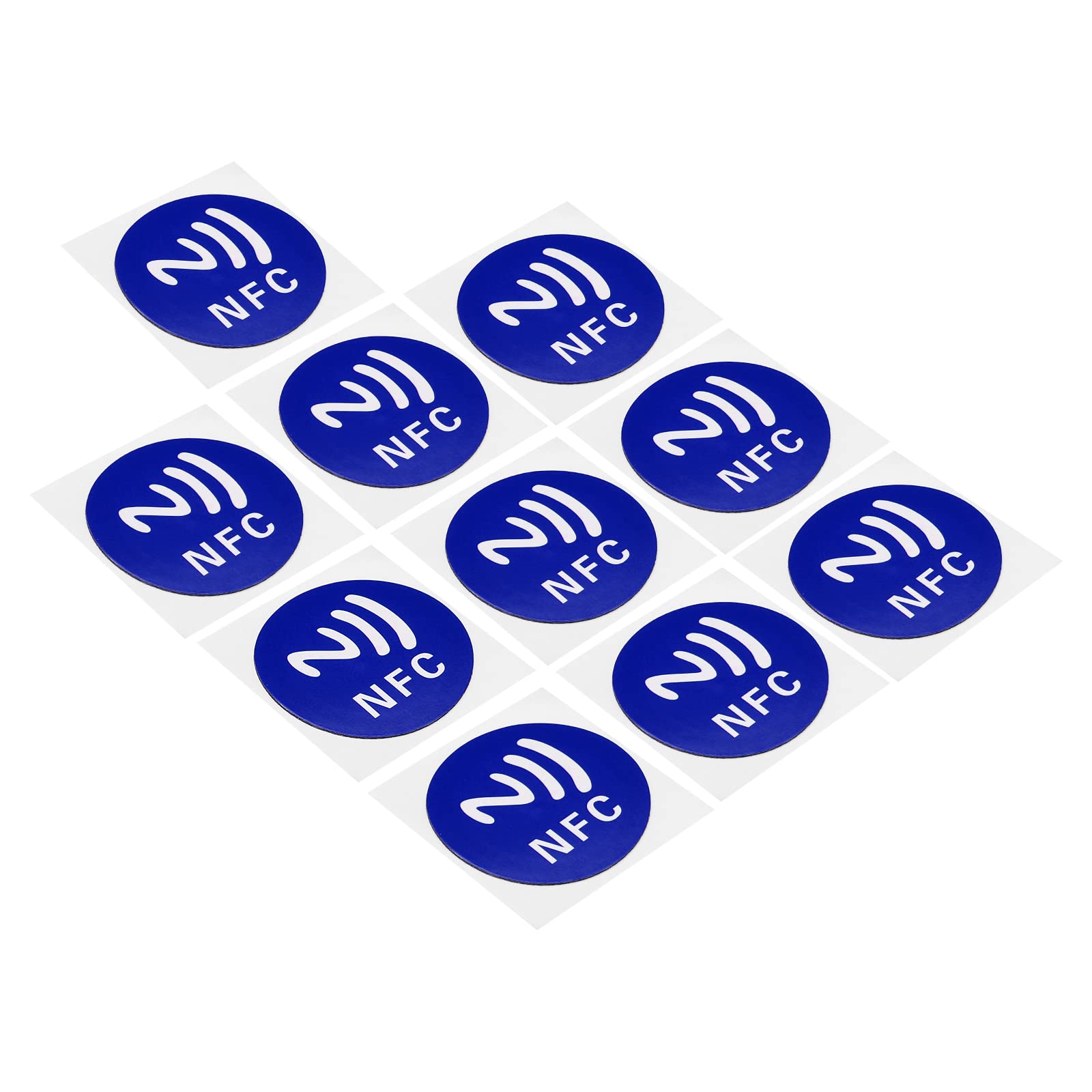PATIKIL NFC Stickers, 10 Pack NTAG213 Tag Sticker 144 Bytes Memory Fully Programmable Blank Round 30mm/1.2" Dia NFC Tags for Phone, NFC-Enabled Device, Blue