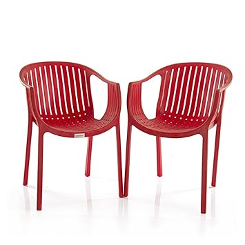Varmora Designer Chair Set of 2 (Ola Vertical - Red)