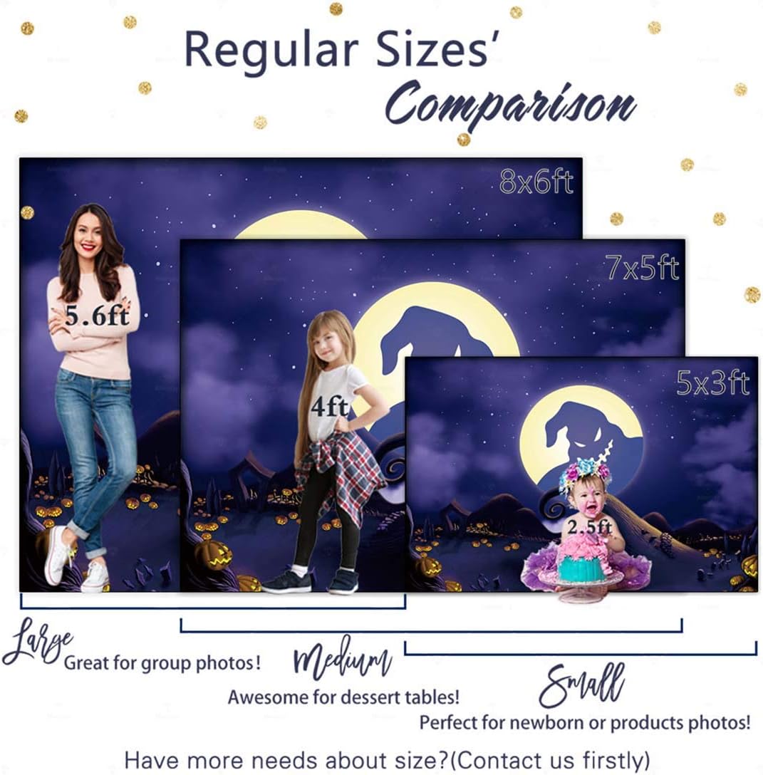 Allenjoy 7x5ft Halloween Pumpkin Jack Backdrop Nightmare Before Christmas Moonlight Children Photography Background Horrible Party Birthday Banner Baby Shower Family Home Decorations Photo Booth : Camera & Photo