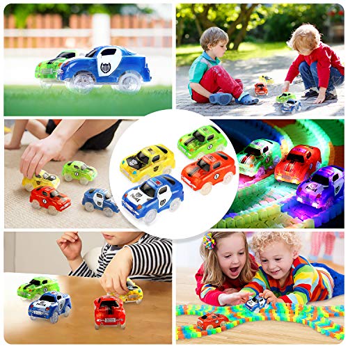 tomser Track Car 4 Packs Light-Up Fast Speed Fast Tracks Cars Replacement Track Race Car Toy 5 LED Lights Racing Cars Track Accessories Compatible with Most Tracks Endless Fun for Boys & Girls - Thumbnail 5