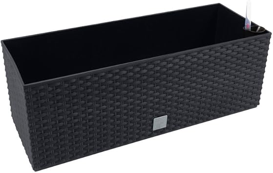 17 L macetero, 500 mm de ratán, color gris oscuro, cuadrado ...