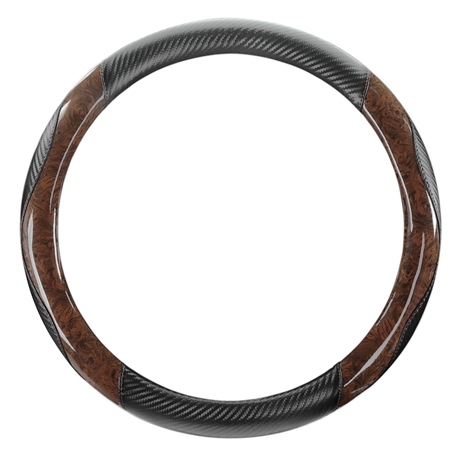 Photo 1 of Muamos Wood Grain Steering Wheel Cover Carbon Car Steering Wheel Covers 14 1/2-15 inch with Coasters Microfiber Leather Splicing Breathable Anti-Slip Durable Universal Steering Wheel Protective
