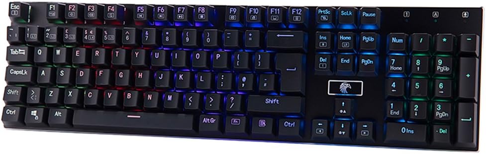 Mechanical Gaming Keyboard, RGB Backlit 105-Key No Conflict DIY Replaceable Blue Switches Wired Keyboard with Customized LED Lighting Detachable Waterproof Keyboard UK Layout Plug & Play for PC Gamer