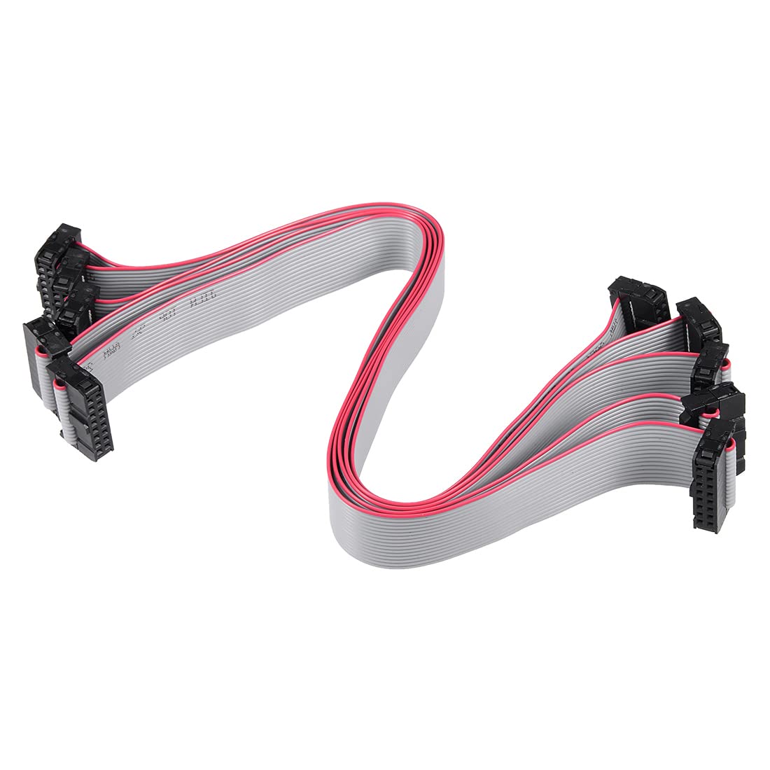 sourcing map IDC 16 Pins Connector Flat Ribbon Cable Female Connector Length 30cm 2.54mm Pitch,5pcs