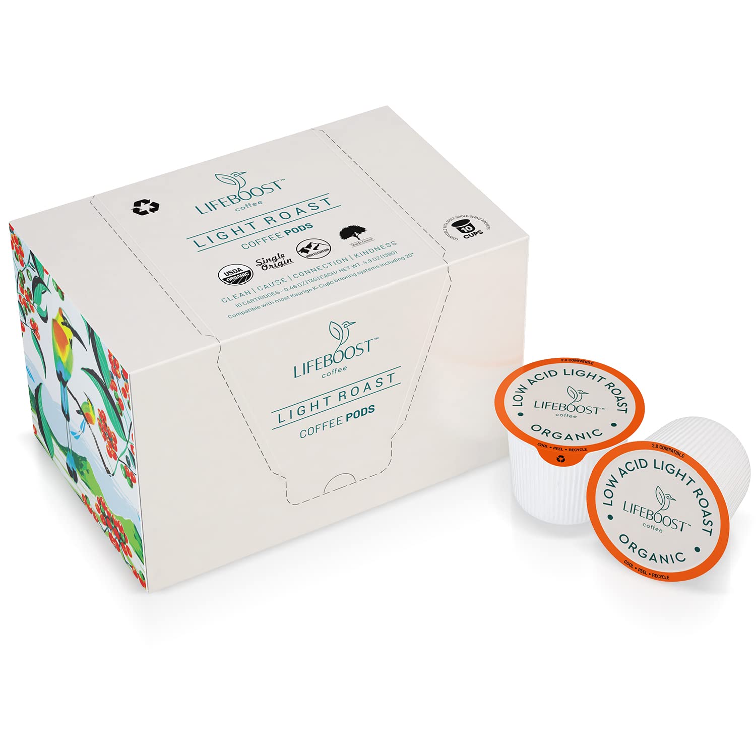 Photo 1 of Lifeboost Light Roast Low Acid Coffee Pods - Single Origin Non-GMO Organic Coffee K Cups - Compatible with Keurig & Keurig 2 Machines - 10 Count