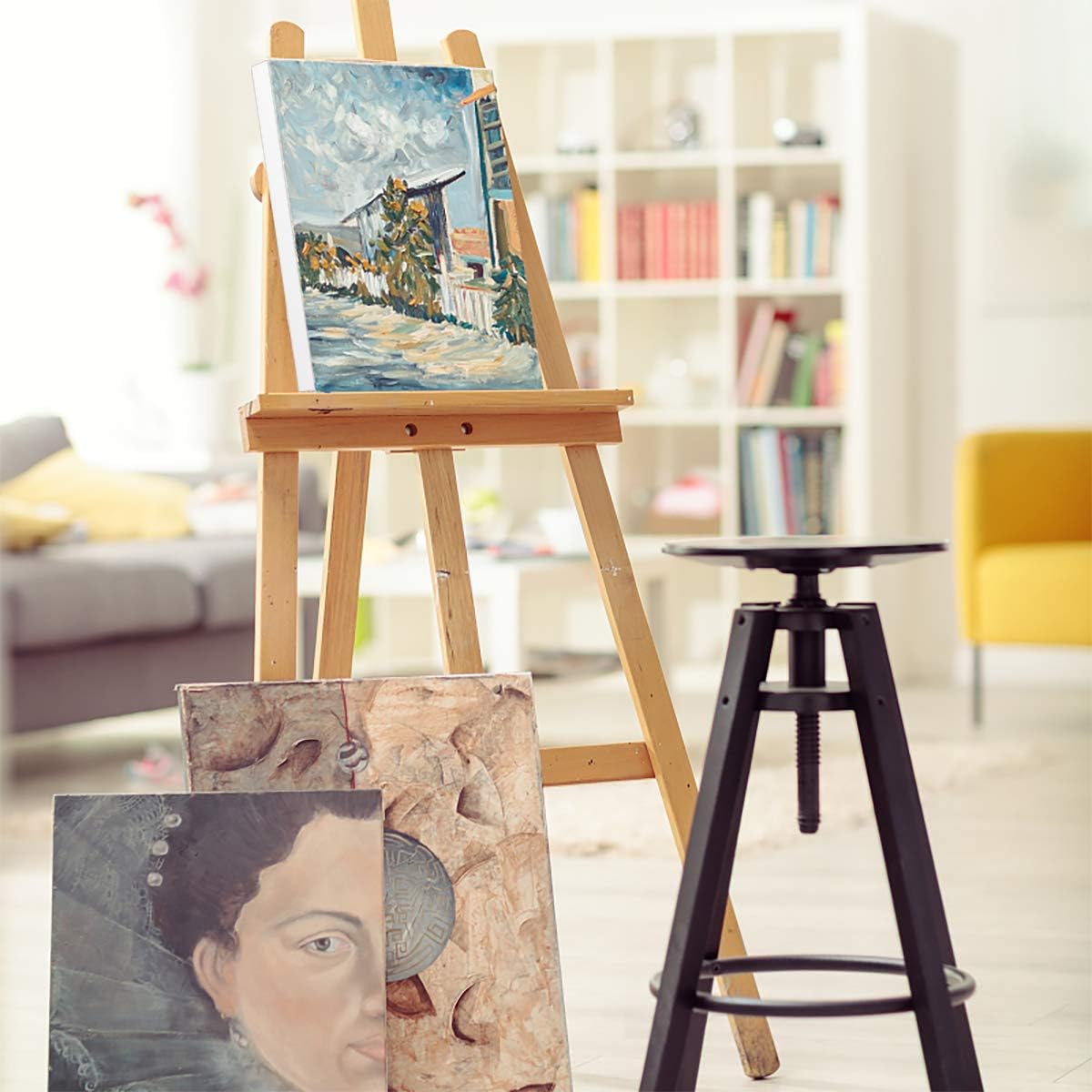 GOTIDEAL Stretched Canvas, 16x20" Inch Set of 5, Primed White - 100% Cotton Artist Canvas Boards for Painting, Acrylic Pouring, Oil Paint Dry & Wet Art Media