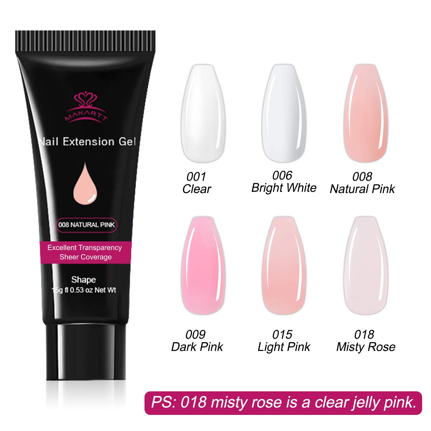 Makartt Poly Nail Extension Gel Kit Acrylic Extension Gel Nail Enhancement Clear Pink White Nail Gel Builder Trail Set All-in-One Manicure Kit P-01 : Beauty