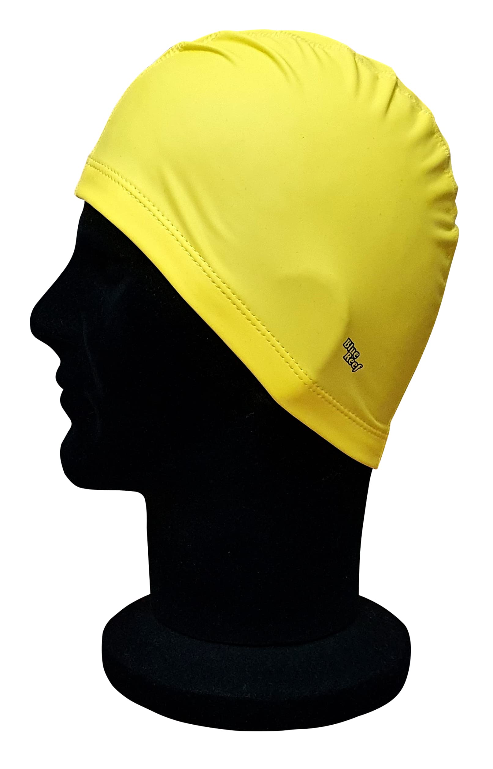 Blue Reef Elasticated Stretchy Anti Tear Easy Fit Plain Deluxe Pull On Swimming Hat Swim Cap One Size Suitable For All Ages 3+ Years (Yellow)