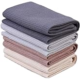 PY HOME & SPORTS Dish Towels Set, 100% Cotton Waffle Weave Kitchen Towels 4 Pieces, Super Absorbent Kitchen Hand Dish Cloths for Drying and Cleaning (17 x 25 Inches, Set of 4)