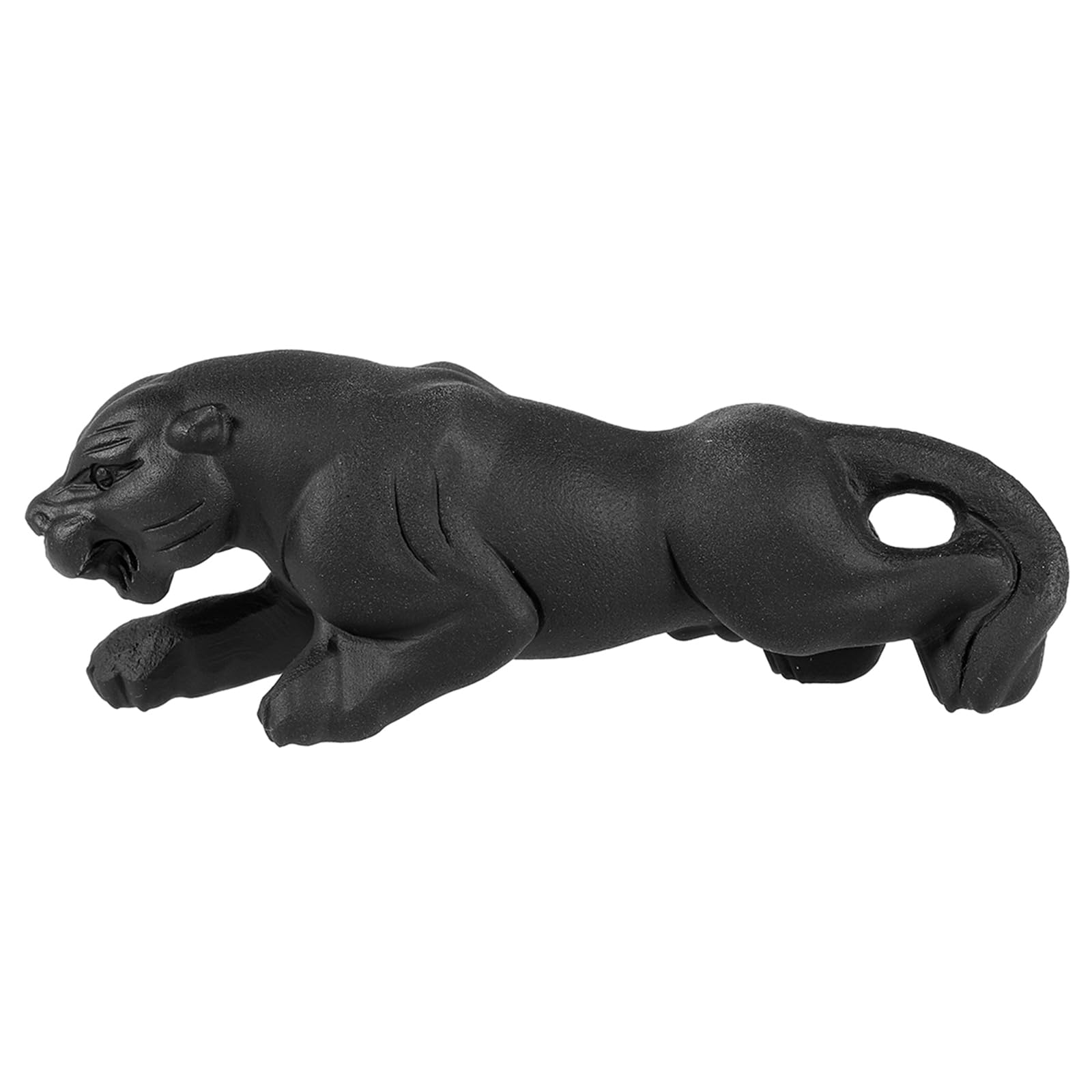 mookaitedecor Black Obsidian Crystal Stone Hand Carved Panther Leopard Ornament for Home Car Dash Art Cool Room Decor, Healing Crystal Animal Gift, Panther Big Cat Statue Collectible Figurine, 11cm