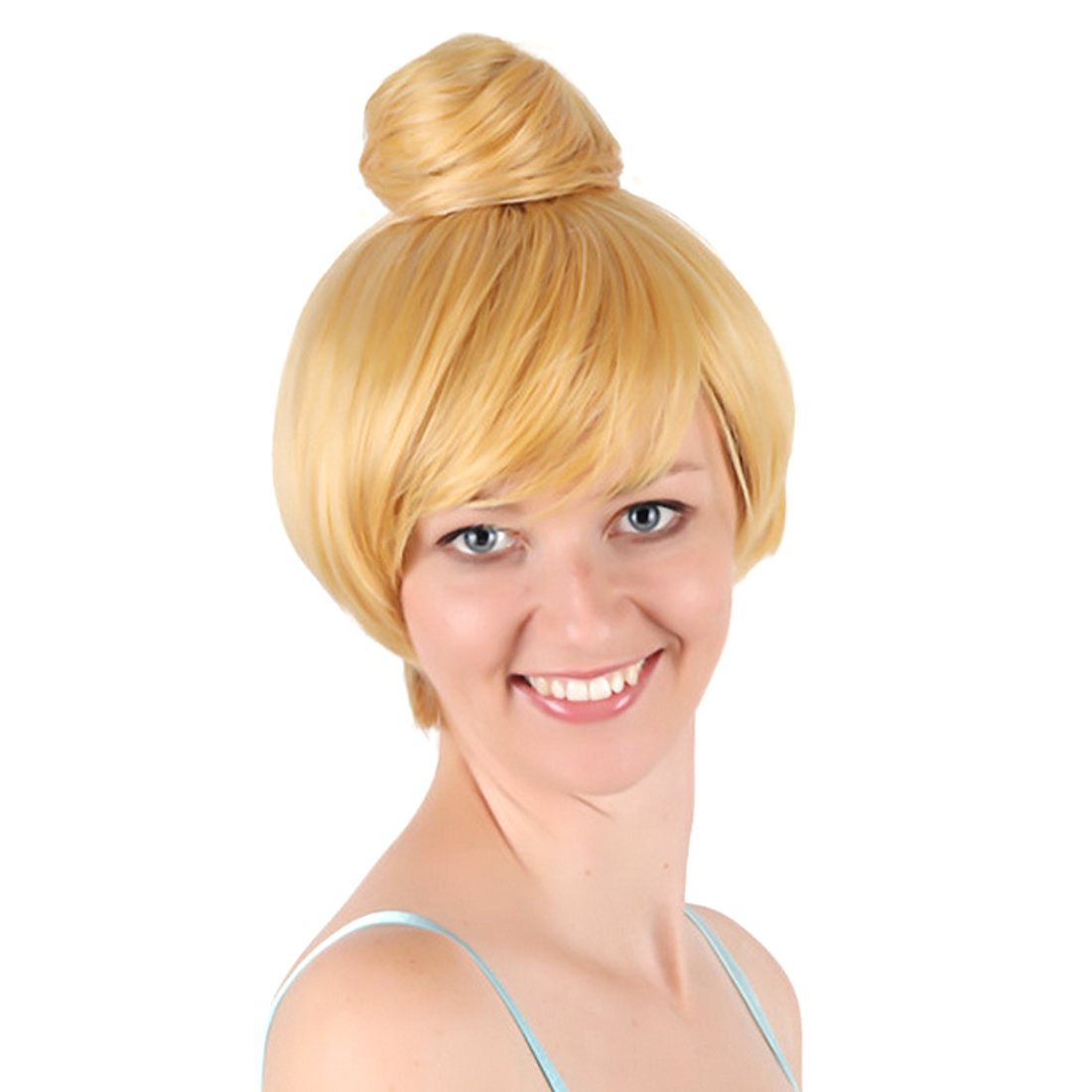 Girls Short Blonde Fairy Princess Bell Party Hair Fancy Dress Cosplay Wig with Cap 11.8''