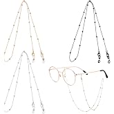FdcZeyxior 3PCS Eye Glasses Holders Around Neck, Vintage Stylish Glasses Strap Eyeglass Chain for Women with Loop Ring