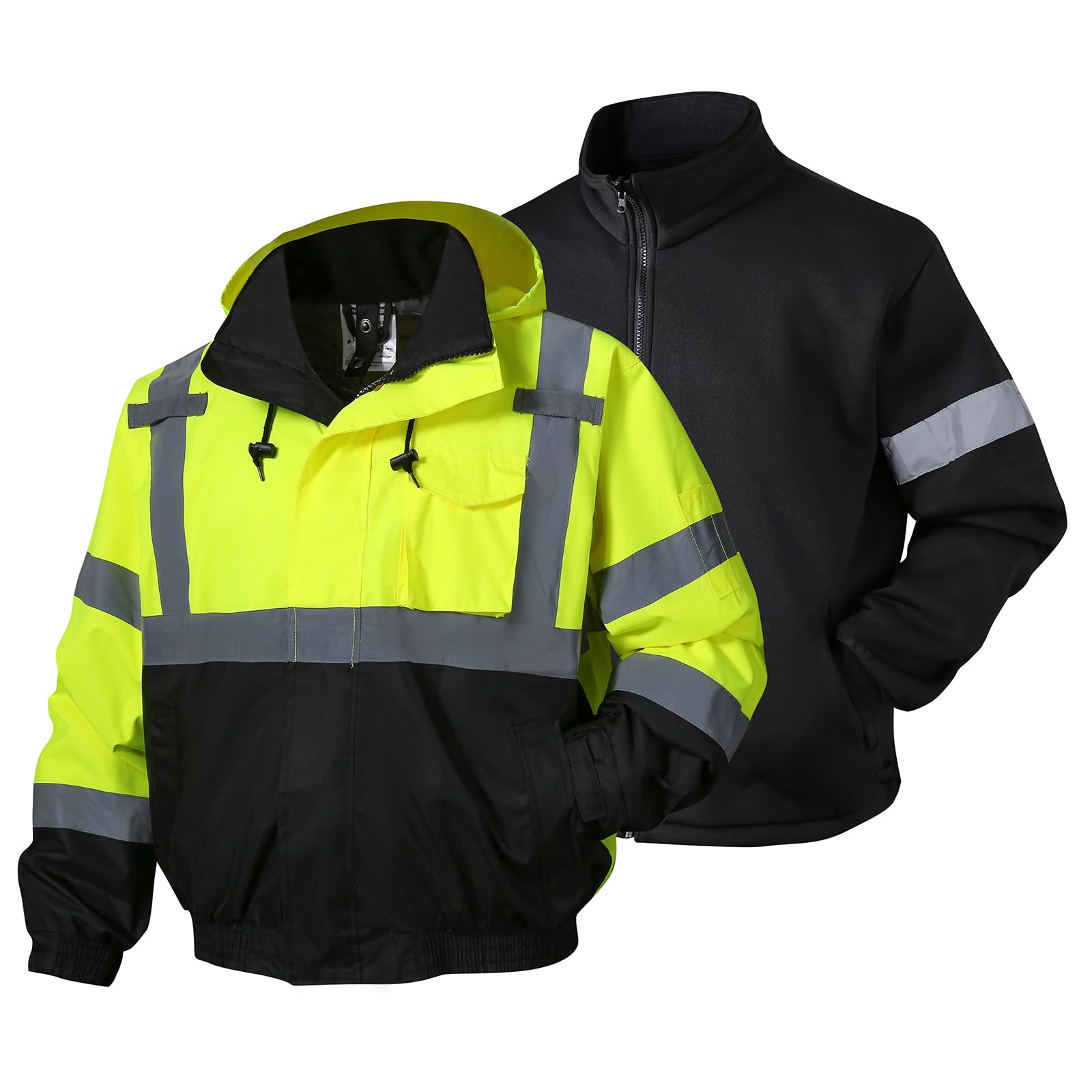 SKSAFETY 3-in-1 High Visibility Winter Bomber Jackets Zip Out Fleece ...