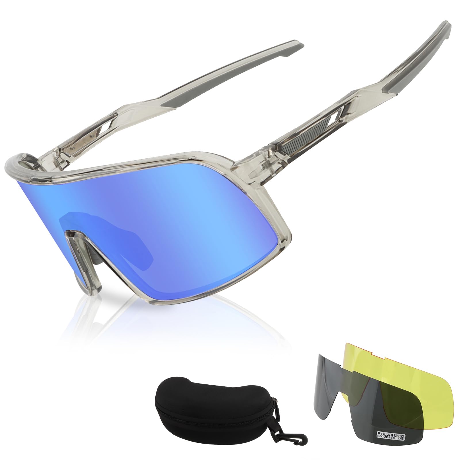 FOCUHUNTER Sports Glasses for Men Women, Cycling Eyewear for Baseball Running Cycling Glasses 3 Lenses