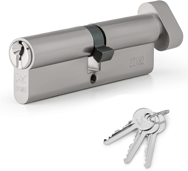 XFORT Chrome 35/35T Thumb Turn Euro Cylinder Lock 70mm 6 Pin with Keys