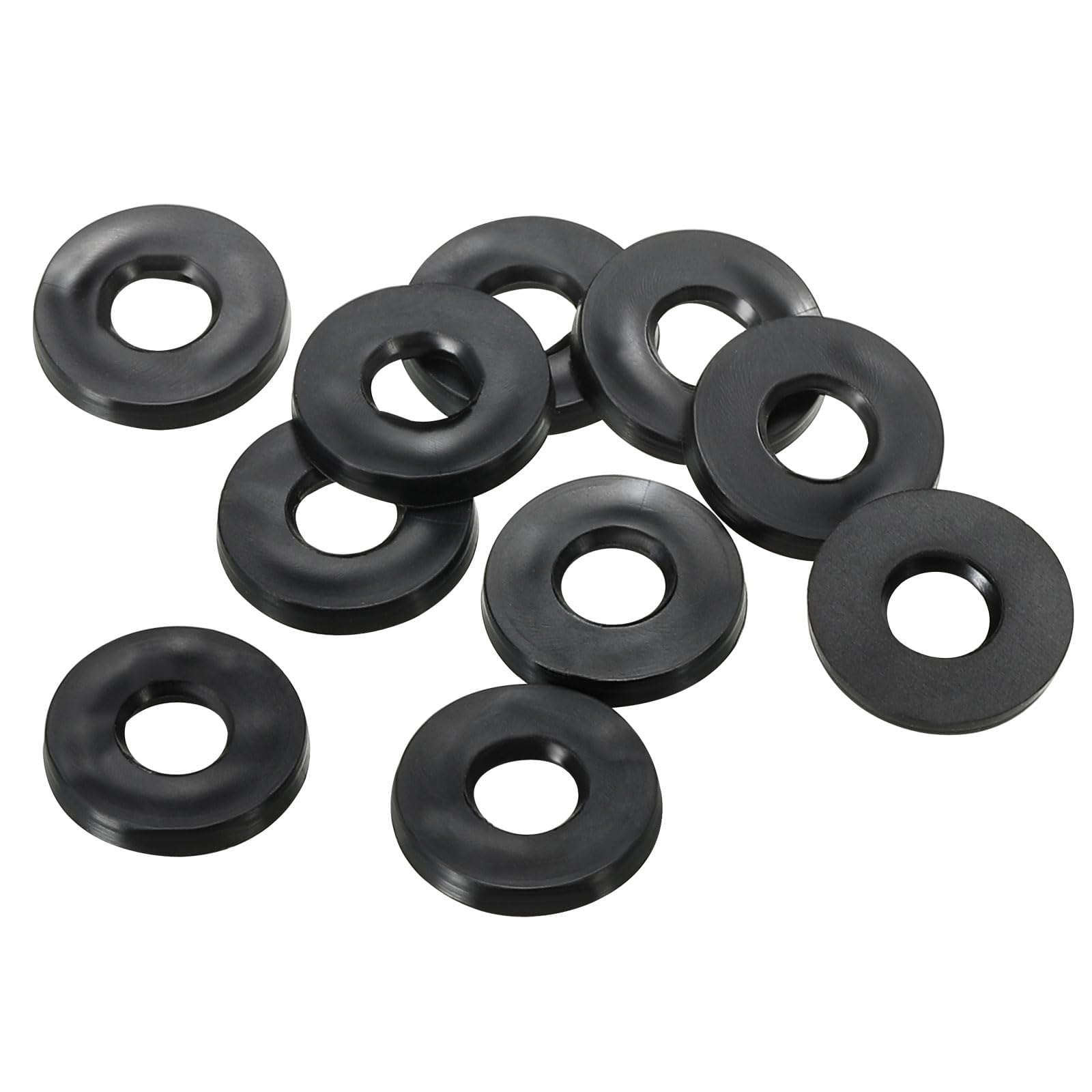 TOP-VIGOR 40Pcs Rubber Flat Washers, 11mm OD 5mm ID 1.6mm Thickness Heavy Duty Black Rubber Grommet Vibration Damping Pads Sealing Gasket Washers for Faucet Pipe Water Hose Fastener Bolt