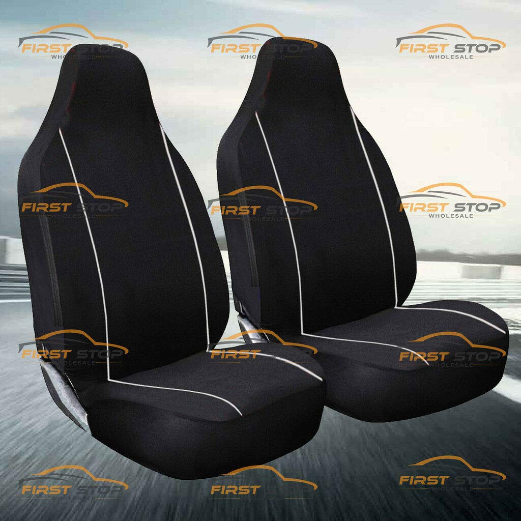 FSW 1+1 White Piping Car Front Deluxe White Piping Seat Covers Fits A1