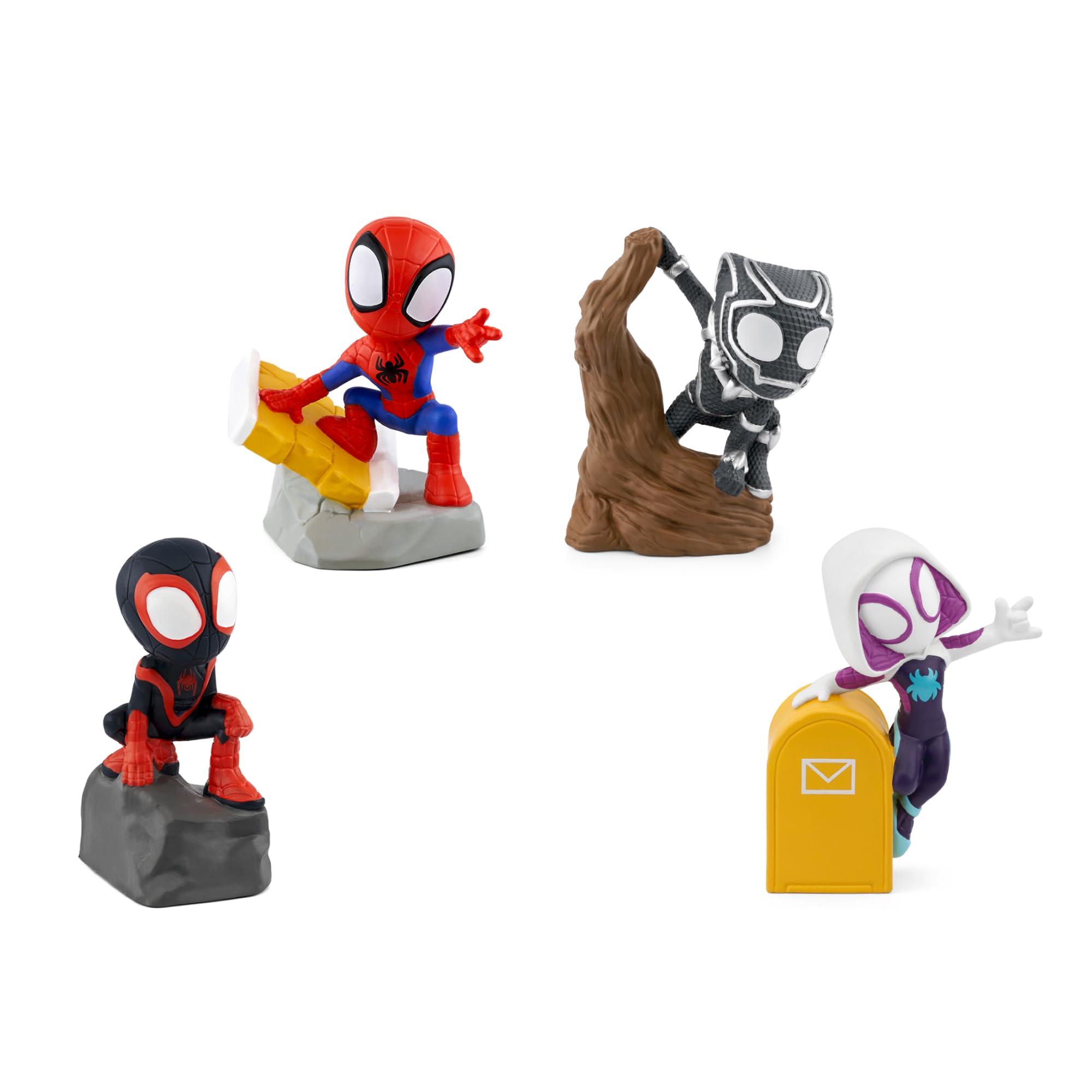 tonies Marvel Spidey Bundle featuring Spidey, Spin Miles Morales, Ghost Spider & Black Panther, for use with Toniebox