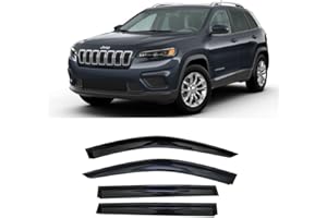 OLLTOZ 2014-2023 Side Window Visor Deflectors for Jeep Cherokee KL Latitude Altitude Limited Trailhawk X Smoke Tinted Rain Guards 2015 2016 2017 2018 2019 2020 2021 2022