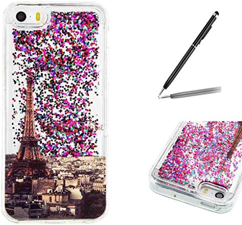 Trumpshop Smartphone Protective Case for Apple iPhone 5/5s/SE/5C Creative Flowing Liquid Quicksand + Paris + Ultra Soft Flexible TPU Silicone Cover Anti-Scratch Shockproof