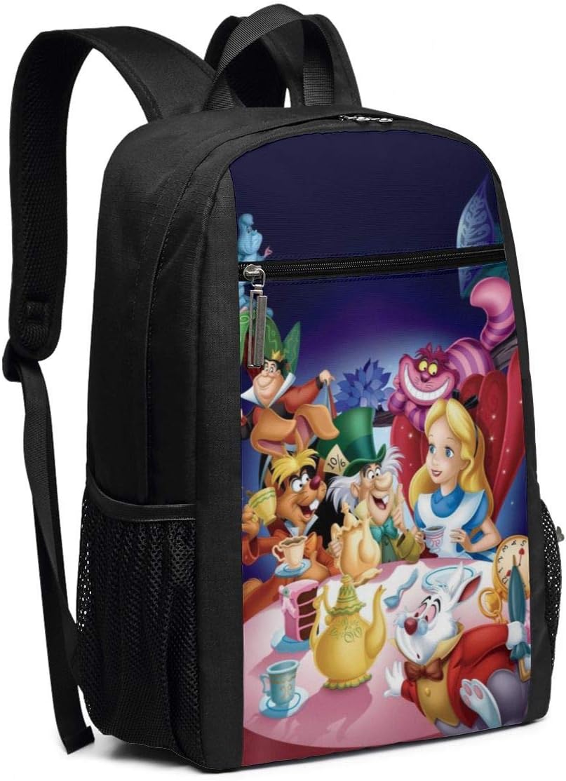 Travel Laptop Backpack Cute Alice In Wonderland College School Bookbag Computer Bag Casual Daypack For Women Men