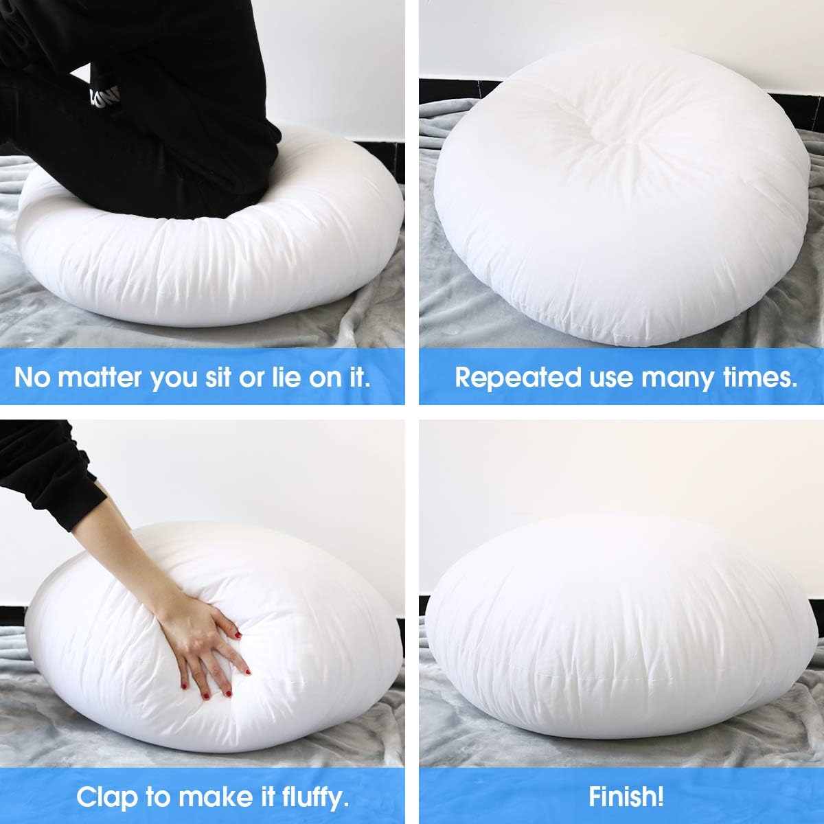 HOMEIDEAS Throw Pillow Insert Round 24" - 100% Cotton Couch Pillow Insert - Hypoallergenic Stuffer Pillow Inserts Sham (1 Pack): Home & Kitchen