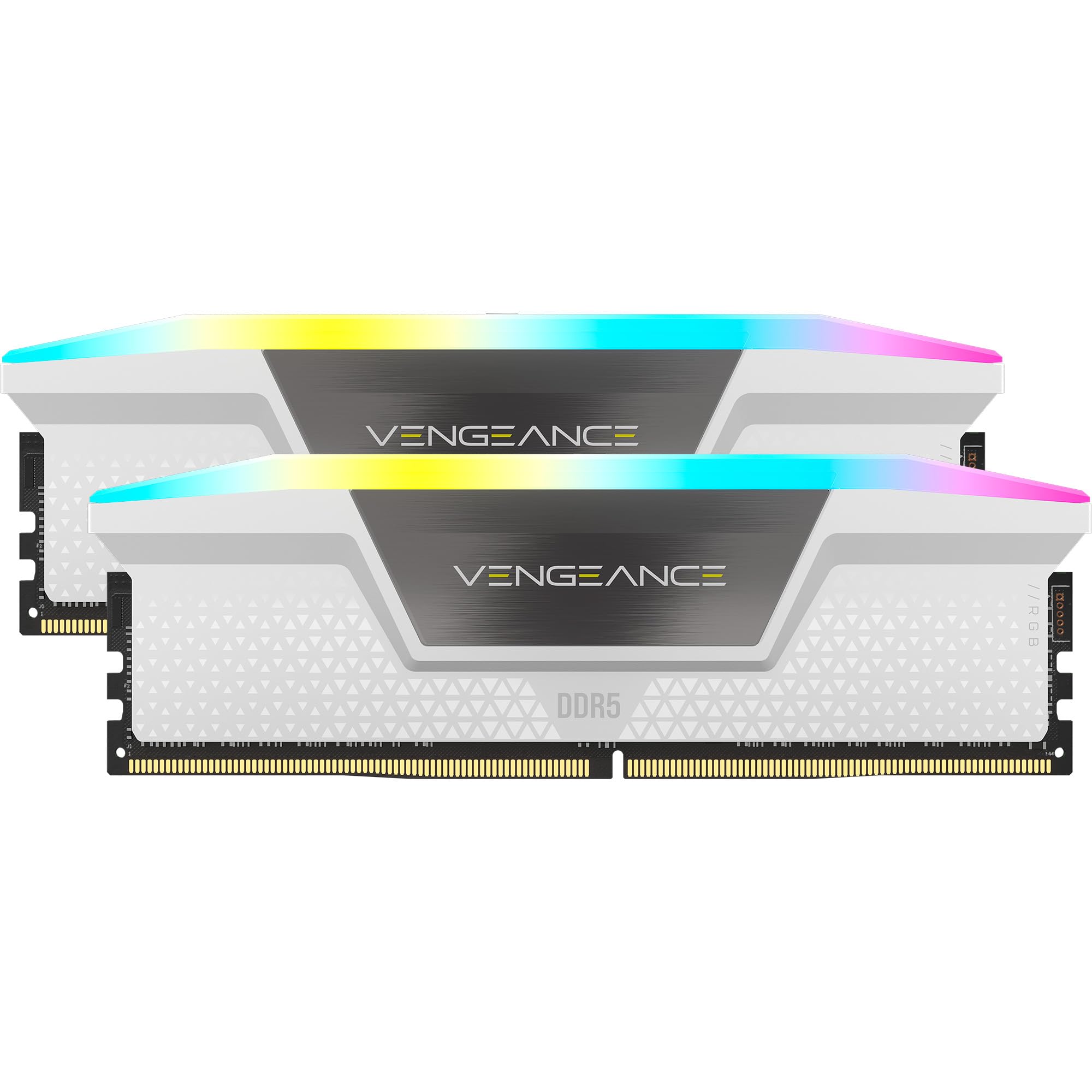 Corsair VENGEANCE RGB DDR5 64GB (2x32GB) 6000MHz C36 Intel Optimised Desktop Memory (Dynamic Ten-Zone RGB Lighting, Onboard Voltage Regulation, Custom XMP 3.0 Profiles, Tight Response Times) White