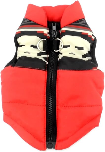 Smallleeluckystore Chien Manteau Harnais Gilet Pour Petit Chien Chiot Chatveste Vêtement Matelassée Dhiver Motif Bébé Chihuahua Yorkshire Rouge Xs