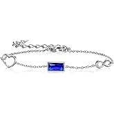 E Infinity Heart Bracelet 925 Sterling Silver Birthstone Adjustable Bracelet for Women, Friendship Birthday Anniversary Jewelry Gifts for Her Best Friend Mom Wife Girlfriend