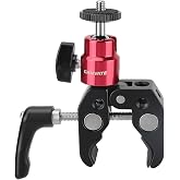 CAMVATE Super Crab Clamp with Adjustable 1/4"-20 Ball Head Support (Red)