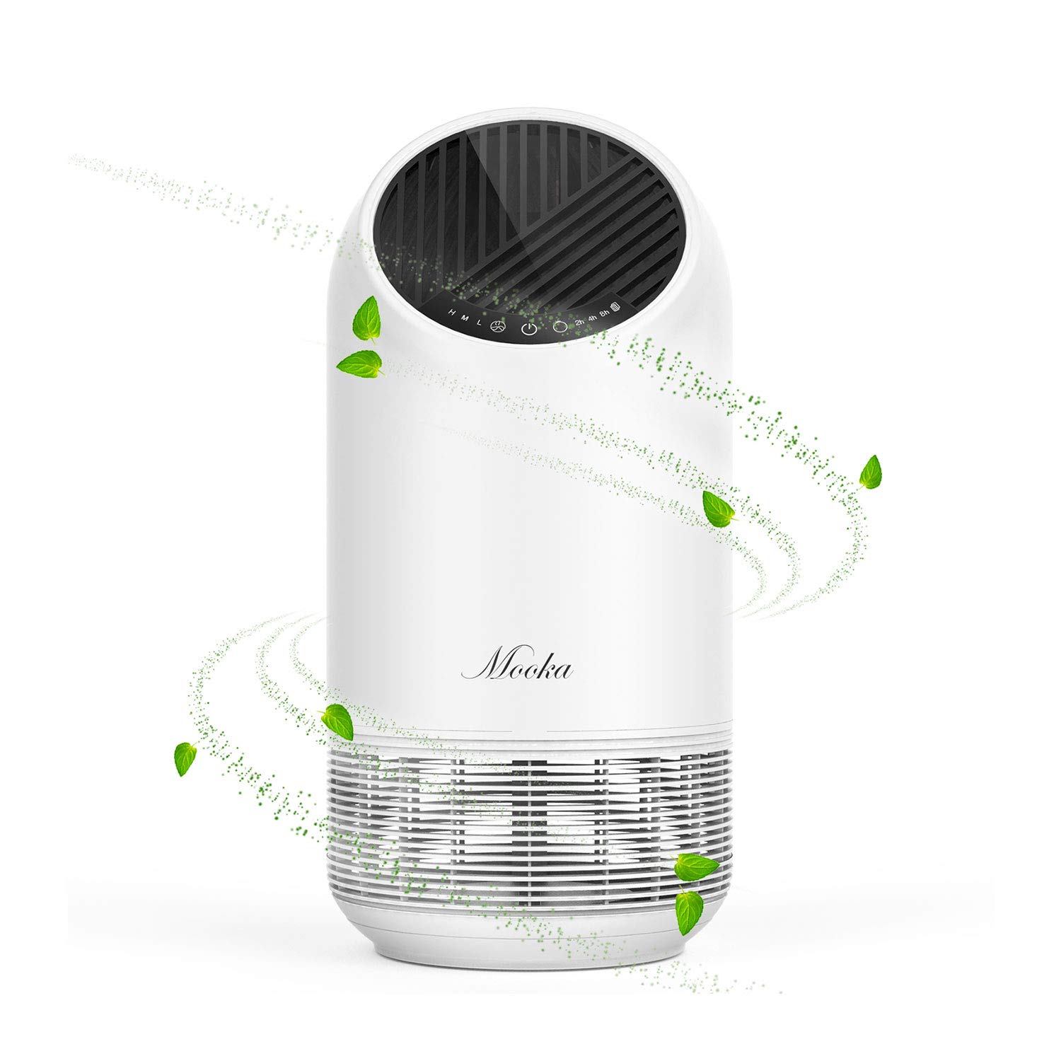 MOOKA Air Purifiers for Home Large Room 1095ft², H13 HEPA Filter Air Cleaner with USB Cable for Pets Smokers Remove Pollen Dust Smoke Dander for Bedroom Office Living Room, Night Light, M02