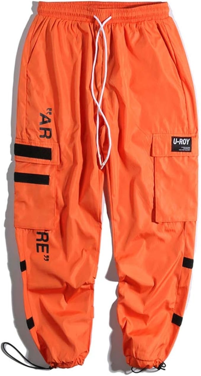 VAOL Mens Side Pockets Cargo Harem Pants Hip Hop Casual Mens