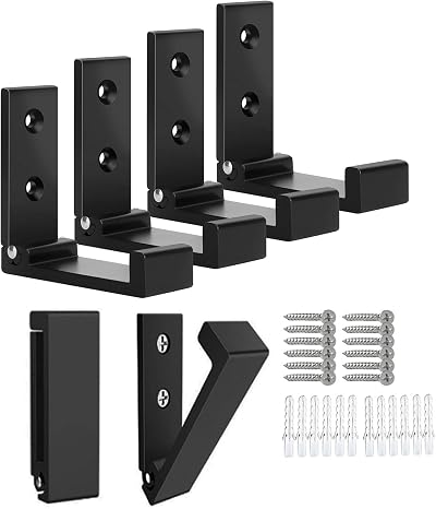 OHIYO Foldable Hooks 6Pcs Heavy Duty Aluminum Alloy Wall Hanger Black