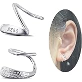 Desnuage Tiny Double Hoop Earring S925 Sterling Silver Small Hammer Texture Hoop Hypoallergenic Twist Spiral Earrings for Women - Sliver & Gold