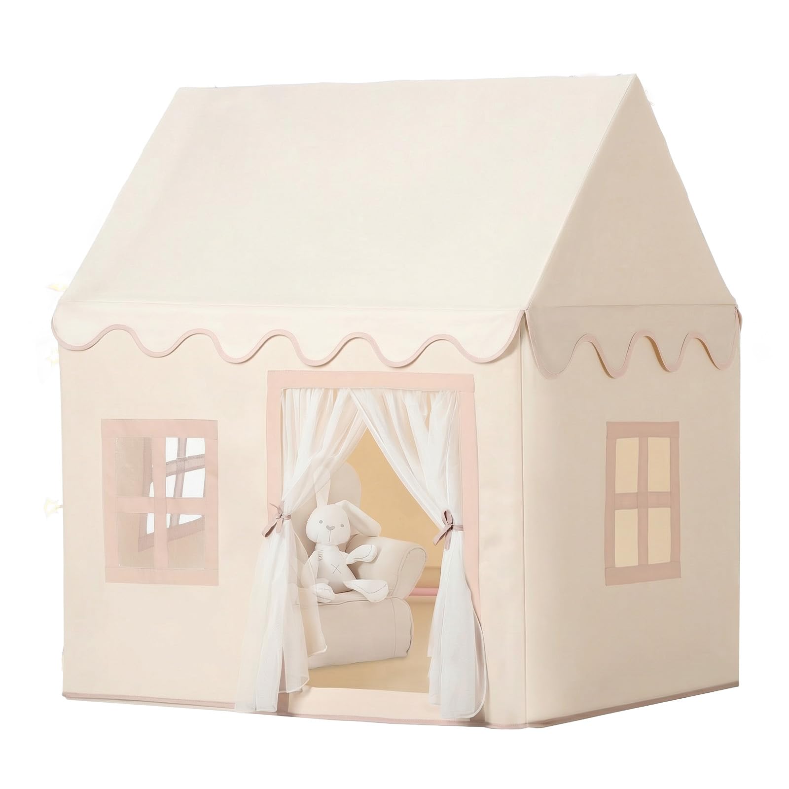 Wilwolfer Kids Play Tents Indoor: Princess Tents with Padded Mat and Tassel Garland - Cute Toddlers Playhouse Toys House for Girls Boys Birthday Gift - 67.5 Dร 97 W ร 107.5 H cm โ image 1